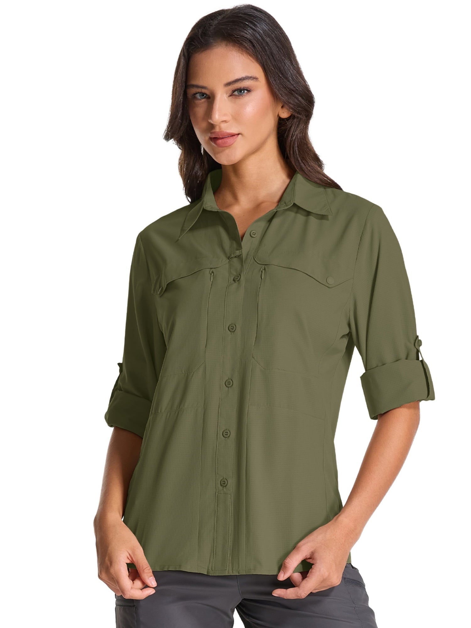 liyiyiyia Long Sleeve Fishing Shirts Women UPF Uv Sun Protection Shirts for Casual Work Safari Travel Cool Quick Dry Blouse