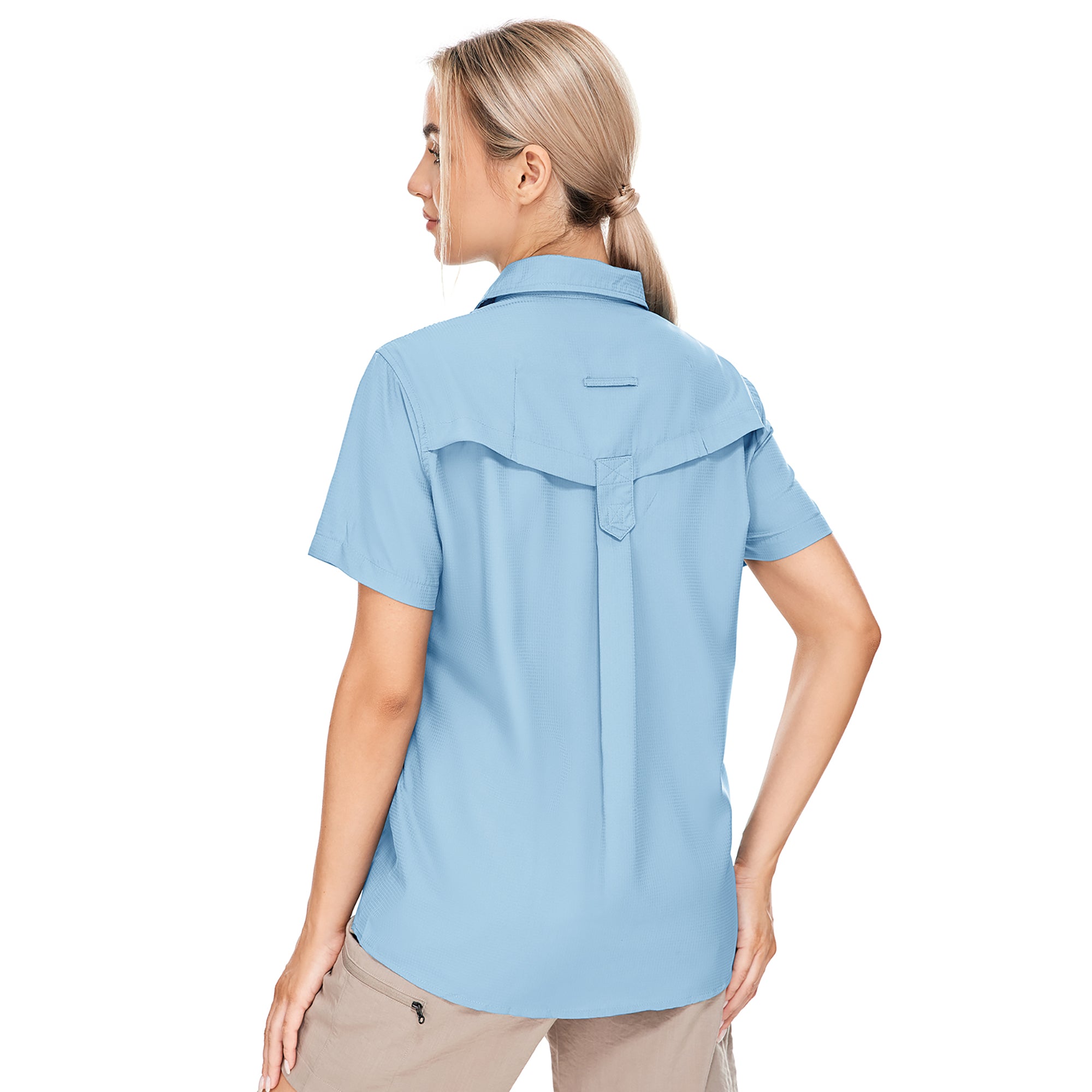 Asfixiado Women Sun Protection Short Sleeve Shirts for Travel Fishing Work Quick Dry Summer Tops Safari Hiking Blouse