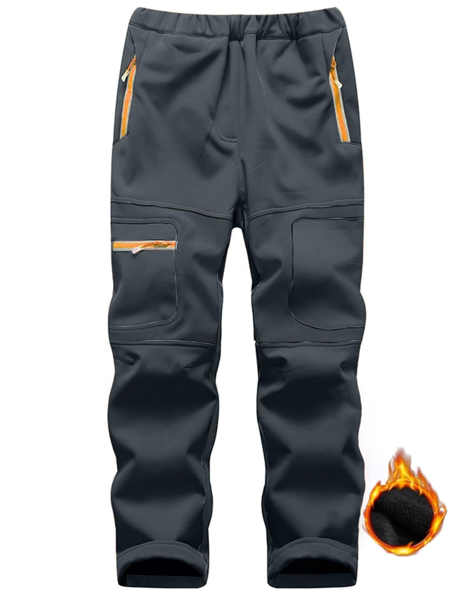 Asfixiado Boys Snow Pants Kids Waterproof Hiking Skiing Pants Warm Fleece Lined Softshell Trousers Windproof Outdoor Winter Pants for Youth