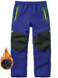 POENTAB Kids Boys Hiking Snow Ski Pants, Fleece Lined Softshell Warm Insulated Cargo Trousers with Zippered Pockets
