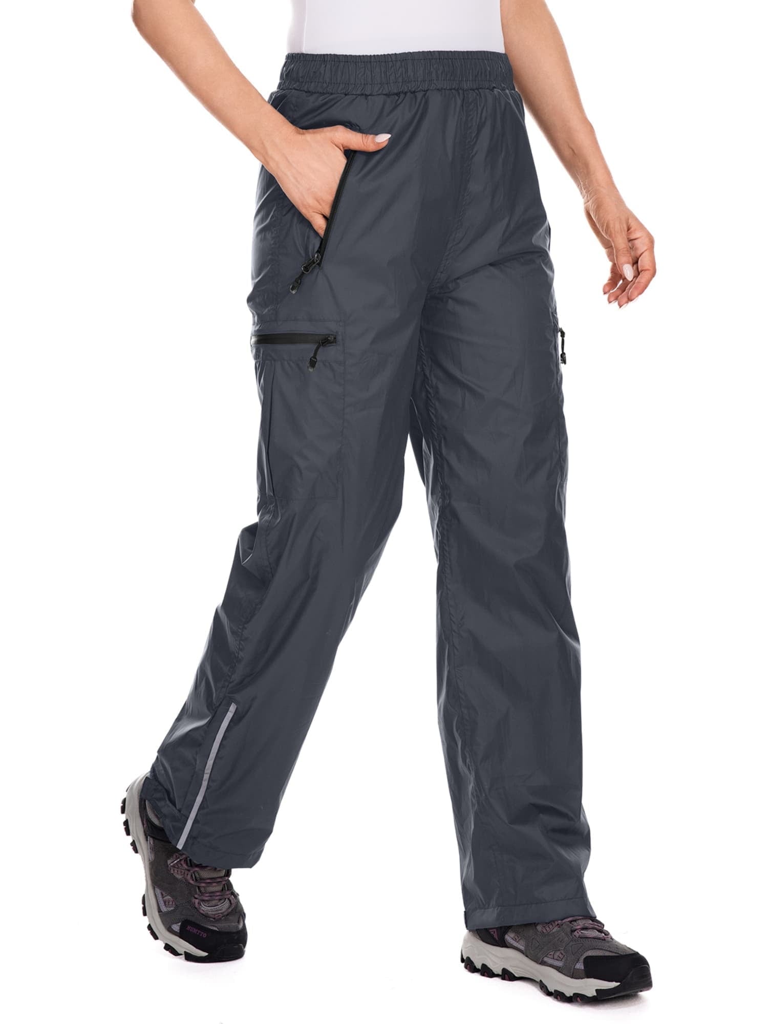 Asfixiado Rain Pants Women Black Waterproof Rain Over Pants for Hiking Fishing Windproof Outdoor Work Trousers for Cycling Rainy Day