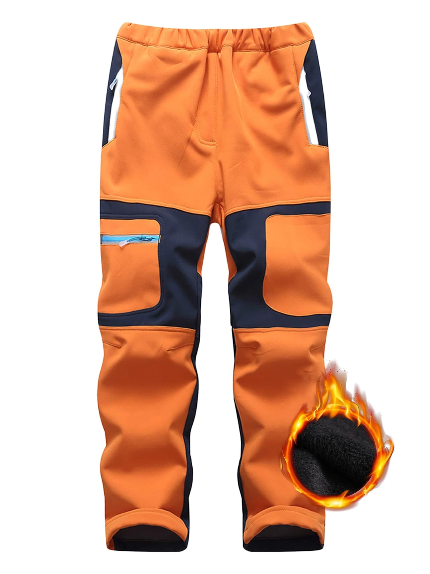 Asfixiado Boys Snow Pants Kids Waterproof Hiking Skiing Pants Warm Fleece Lined Softshell Trousers Windproof Outdoor Winter Pants for Youth