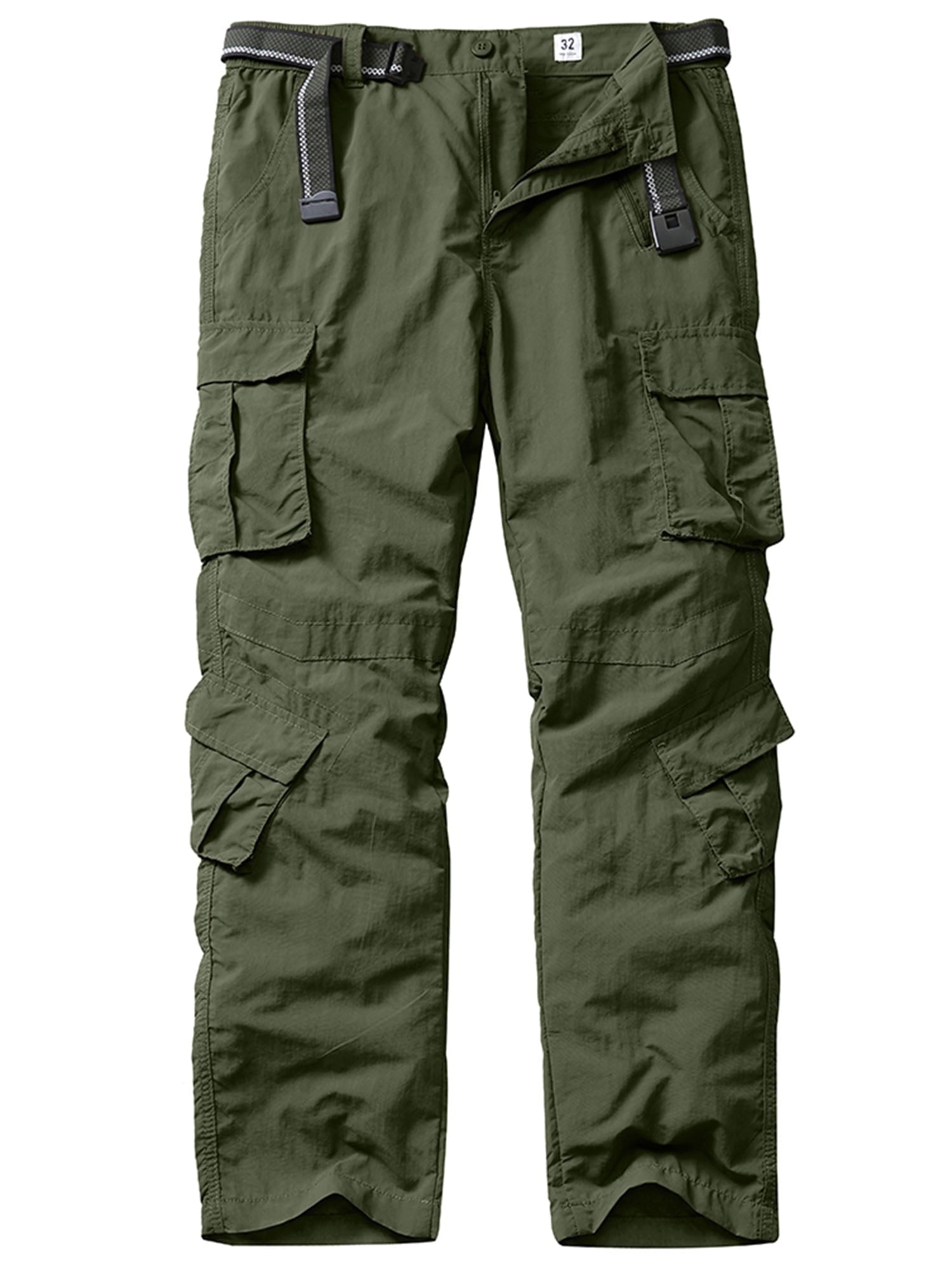 Asfixiado Black Cargo Hiking Pants Men Quick Drying Fishing Pant Casual Trousers with 8 Pockets Lightweight Outdoor UPF 50+ Work Pants